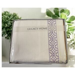 Bedspread White Purple Embroidered Trim Coverlet Reg King LEGACY HOME NEW